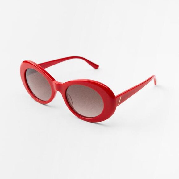 ZARA ACETATE OVAL  RED SUNGLASSES ZARA ACETATE OVAL SUNGLASSES Sunglasses with oval... | Depop main image 3
